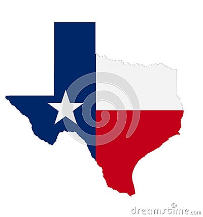 US State of Texas - map with flag illustration Cartoon Illustration