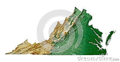US state of Virginia relief map Stock Photo
