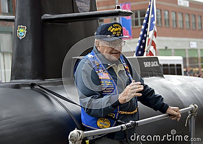 US Submarine Veteran on Submarine Float Editorial Stock Photo