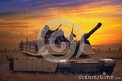US tank Abrams A1M1 in military polygon Editorial Stock Photo