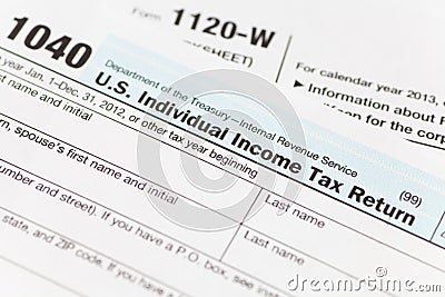 US Tax income form Editorial Stock Photo