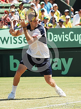 US Tennis player Jack Sock playing the Davis Cup Editorial Stock Photo