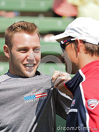 US Tennis player Jack Sock after winning the Davis Cup tie against Australia Editorial Stock Photo