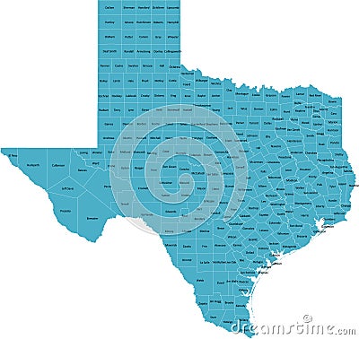 US Texas county map Vector Illustration