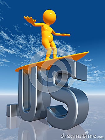 US Top Level Domain Cartoon Illustration