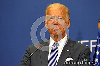 US Vice President Joseph 'Joe' Biden and Serbian PM Aleksandar Vucic Editorial Stock Photo