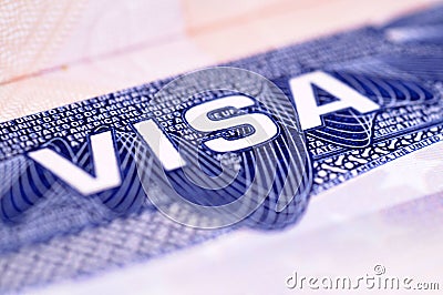 US visa document close up detail Stock Photo