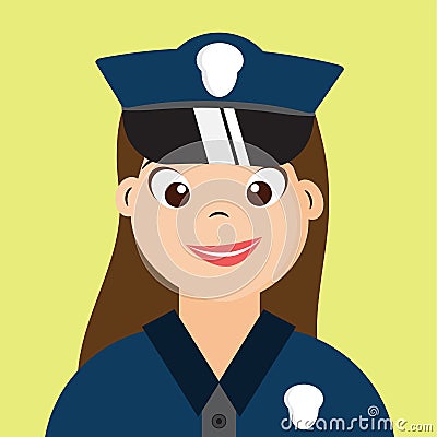 Us Woman Police with uniform,beautiful Cartoon character design,. Cartoon Illustration