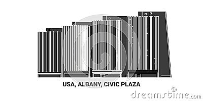 Usa, Albany, Civic Plaza, travel landmark vector illustration Vector Illustration