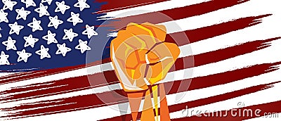 USA America independence hand fist in with flag concept illustration of nationalism patriotism Vector Illustration