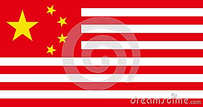 Usa or American and China flags merged relationship concept Vector Illustration