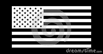 USA American flag, black and white, vector illustration. Cartoon Illustration