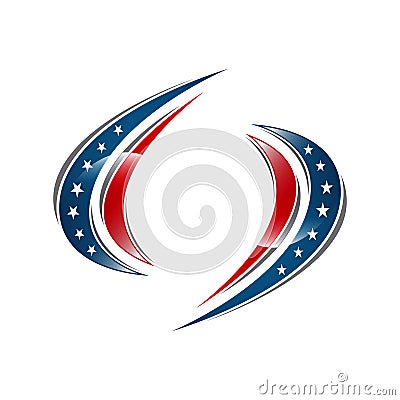USA american flag logo design elements vector icons Vector Illustration
