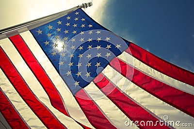 USA,American flag,rhe symbolic of liberty,freedom,patriotic,honor,american family,kids,nation with overtoned color and selective Stock Photo