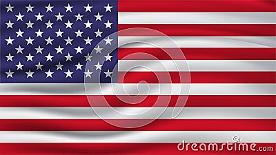 USA American flag waving - vector illustration isolated on background. Vector Illustration