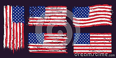 USA american grunge flag. US flags graphic design with stars and stripes and grunge texture. T-shirt print, wallpaper Vector Illustration