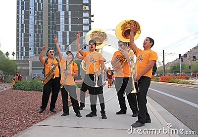 USA, Arizona: ASU Dixie Combo - Cheering Fans Editorial Stock Photo