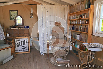 USA, Arizona: Old West - Barber Shop/Interior Editorial Stock Photo