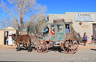 USA, Arizona/Tombstone: Old West - Stagecoach Editorial Stock Photo