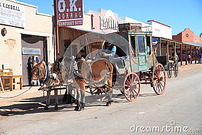 USA, Arizona/Tombstone: Old West - Stagecoach Editorial Stock Photo