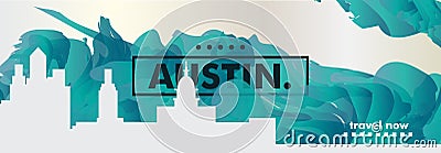 USA Austin skyline city gradient vector banner Vector Illustration