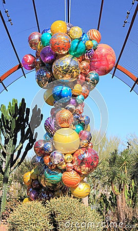 USA, AZ: Chihuly Exhibit - Polyvitro Chandelier, 2 Editorial Stock Photo