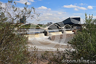 Arizona, Tempe: Historic Rubber Dam After Heavy Rains Stock Photo