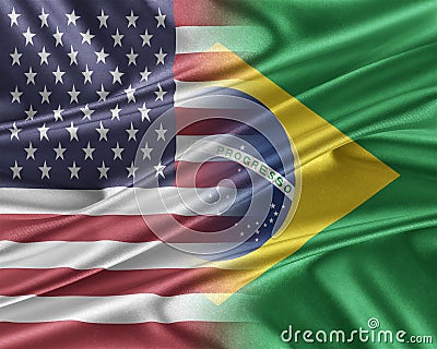 USA and Brazil. Cartoon Illustration