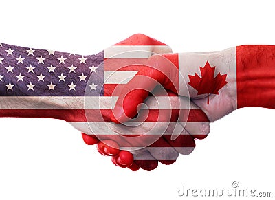 USA Canada Handshake Cooperation Concept Stock Photo