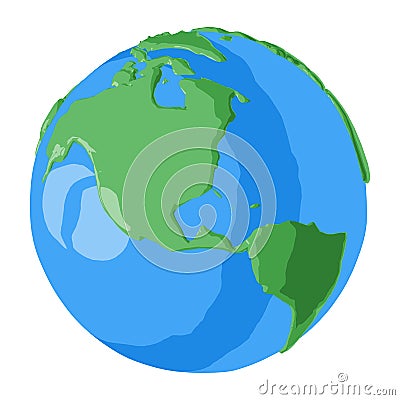 USA and Canada on cartoon globe illustration for 3D poster or glossy icon Vector Illustration