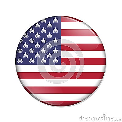 USA cannabis leaf state flag badge button Stock Photo