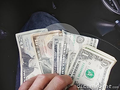 USA cash workingman hands Stock Photo
