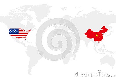USA and China business world map chart, vector illustration Vector Illustration