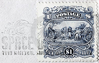 One Dollar US Stamp Editorial Stock Photo