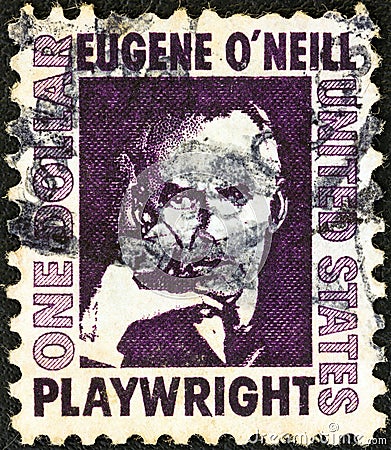 USA - CIRCA 1965: A stamp printed in USA from the `Prominent Americans 1st series` issue shows Eugene O`Neill, circa 1965. Editorial Stock Photo