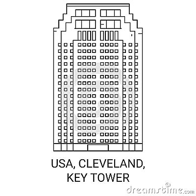 Usa, Cleveland, Key Tower travel landmark vector illustration Vector Illustration