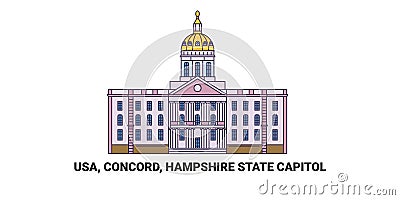 Usa, Concord, Hampshire State Capitol, travel landmark vector illustration Vector Illustration