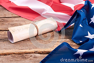 USA Constitution rolled in scroll. Stock Photo