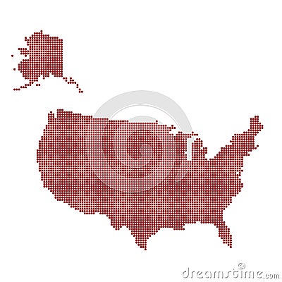 Usa dotted red map. Abstract united states map Vector Illustration