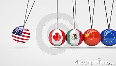 USA Economy Global Market Trading Impact Concept Cartoon Illustration