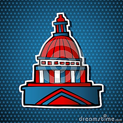 USA elections capitol building sketch icon Vector Illustration