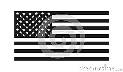 USA flag black and white icon in flat style. Vector isolated Vector Illustration