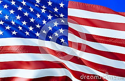 USA flag. 3D Waving flag design. The national symbol of USA, 3D rendering. United States National colors. National flag of USA in Stock Photo