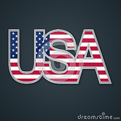 USA with Flag on dark background Cartoon Illustration