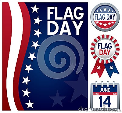 USA Flag Day Set Vector Illustration