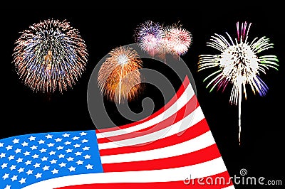 USA flag firework background Stock Photo