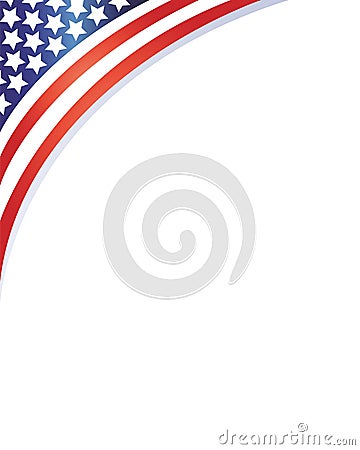 USA flag patriotic wave corner frame. Vector Illustration