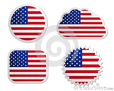 USA flag labels Cartoon Illustration