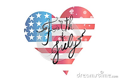 USA flag love heart shape logo icon vector design Vector Illustration