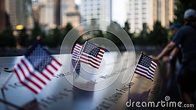 USA Flag in 911 Memorial Stock Photo